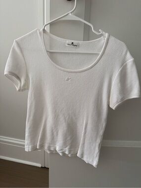 Courreges Ribbed Scoop Neck Tee